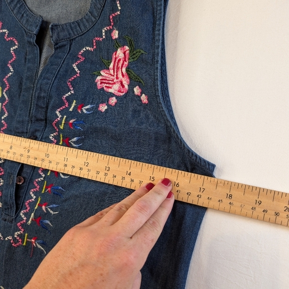 7.Desigual Denim Mini Dress with Pink and Black Embroidery - Picture 4 of 6